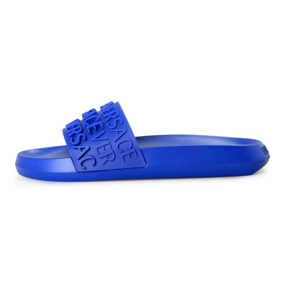 Versace Men\'s Cobalt Blue Logo Embossed Pool Slide Flip Flops Shoes US 13 IT 46 main image 8